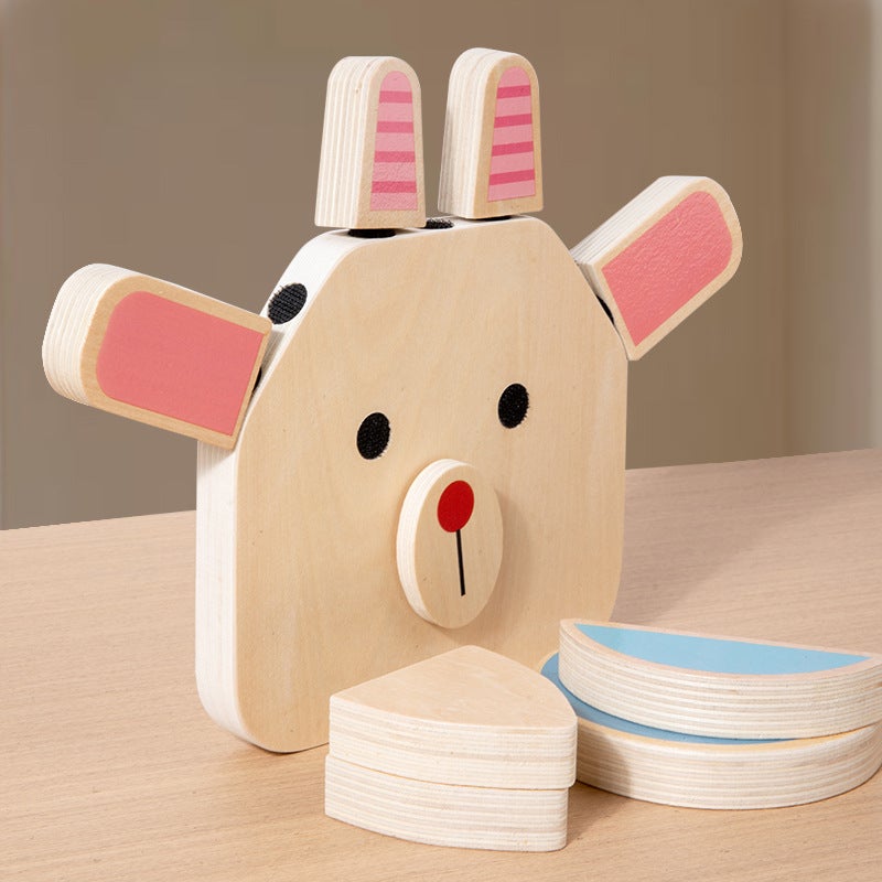 New Children'S Early Education Educational Animal Face-Changing Puzzle Wooden Toys Early Education Three-Dimensional Building Blocks Baby'S Concentration Training - Image 5
